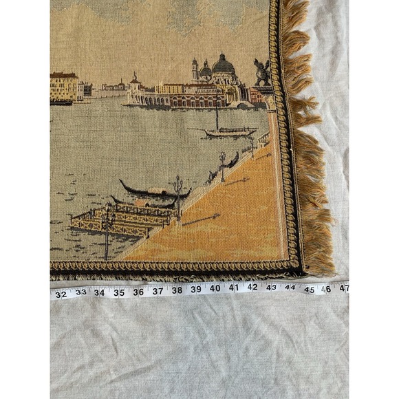 Vintage Italian Wall Rug Art Gondola Venice Tapestry ITALY 46" x 19" - Picture 2 of 11